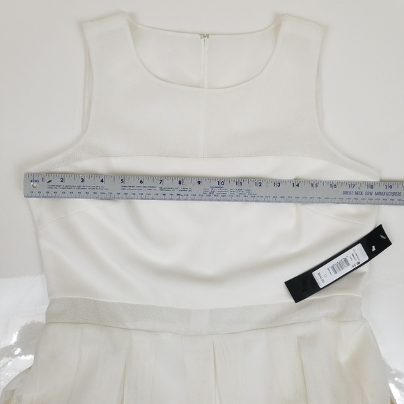 Badgley Mischka Pleated Lace Floral Ivory D0 - Picture 6 of 8